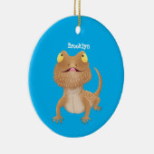 かわいいハッピーヒゲのドラゴントカゲ漫画 セラミックオーナメント (右)