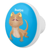 かわいいハッピーヒゲのドラゴントカゲ漫画 セラミックノブ (右)