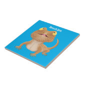 かわいいハッピーヒゲのドラゴントカゲ漫画 タイル (側面)