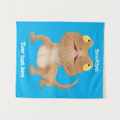 かわいいハッピーヒゲのドラゴントカゲ漫画 タペストリー (正面(横))