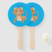 かわいいハッピーヒゲのドラゴントカゲ漫画 ハンドファン (正面&裏面)