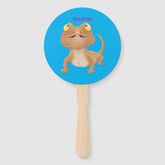 かわいいハッピーヒゲのドラゴントカゲ漫画 ハンドファン (正面)