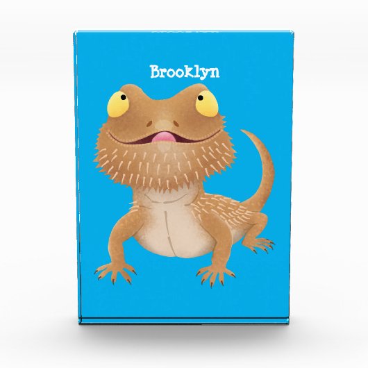 かわいいハッピーヒゲのドラゴントカゲ漫画 フォトブロック (正面)