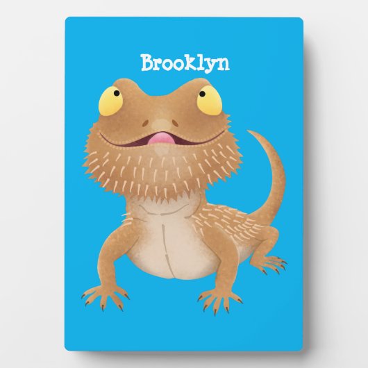 かわいいハッピーヒゲのドラゴントカゲ漫画 フォトプラーク (正面)