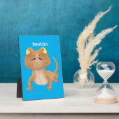 かわいいハッピーヒゲのドラゴントカゲ漫画 フォトプラーク (側面)