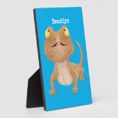 かわいいハッピーヒゲのドラゴントカゲ漫画 フォトプラーク (側面)