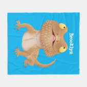 かわいいハッピーヒゲのドラゴントカゲ漫画 フリースブランケット (正面(横))