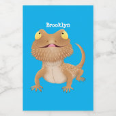 かわいいハッピーヒゲのドラゴントカゲ漫画 フードラベル (シングルラベル)