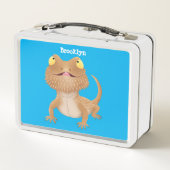 かわいいハッピーヒゲのドラゴントカゲ漫画 メタルランチボックス (裏面)