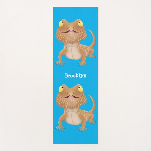 かわいいハッピーヒゲのドラゴントカゲ漫画 ヨガマット (正面)