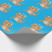 かわいいハッピーヒゲのドラゴントカゲ漫画 ラッピングペーパー (角)