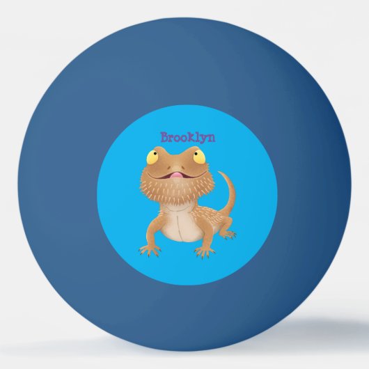 かわいいハッピーヒゲのドラゴントカゲ漫画 卓球ボール (正面)