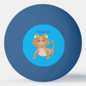 かわいいハッピーヒゲのドラゴントカゲ漫画 卓球ボール (裏面)