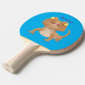かわいいハッピーヒゲのドラゴントカゲ漫画 卓球ラケット (正面アングル)