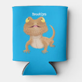 かわいいハッピーヒゲのドラゴントカゲ漫画 缶クーラー (正面)