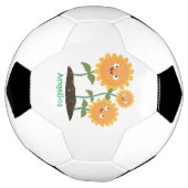 かわいいハッピーヒマワリ笑い漫画イラストレーション サッカーボール (回転)