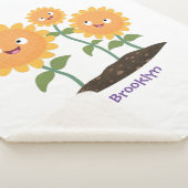 かわいいハッピーヒマワリ笑い漫画イラストレーション シェルパブランケット (3/4)