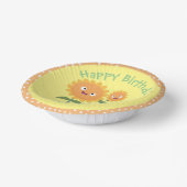 かわいいハッピーヒマワリ笑い漫画イラストレーション ペーパーボウル (傾斜あり)