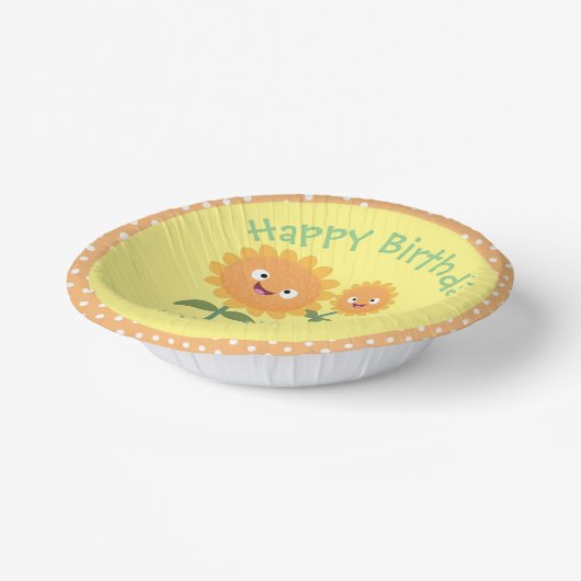 かわいいハッピーヒマワリ笑い漫画イラストレーション ペーパーボウル (傾斜あり)