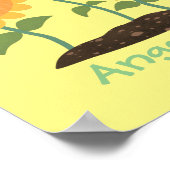 かわいいハッピーヒマワリ笑い漫画イラストレーション ポスター (角)