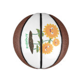 かわいいハッピーヒマワリ笑い漫画イラストレーション ミニバスケットボール (縦)