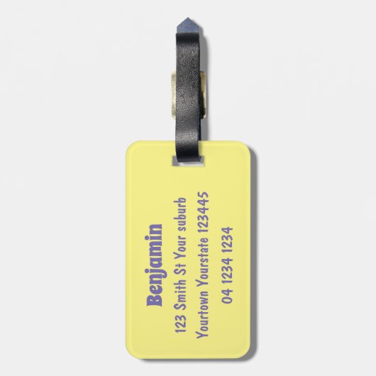 かわいいハッピーヒマワリ笑い漫画イラストレーション ラゲッジタグ (裏面縦)