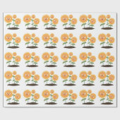 かわいいハッピーヒマワリ笑い漫画イラストレーション ラッピングペーパー (フラット)