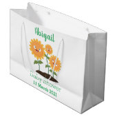 かわいいハッピーヒマワリ笑い漫画イラストレーション ラージペーパーバッグ (正面アングル)