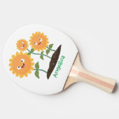 かわいいハッピーヒマワリ笑い漫画イラストレーション 卓球ラケット (横)