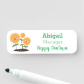 かわいいハッピーヒマワリ笑い漫画イラストレーション 名札 (インサイチュ)