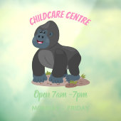 かわいいハッピービッグゴリラ漫画イラストレーション ウィンドウサイン (シート3)