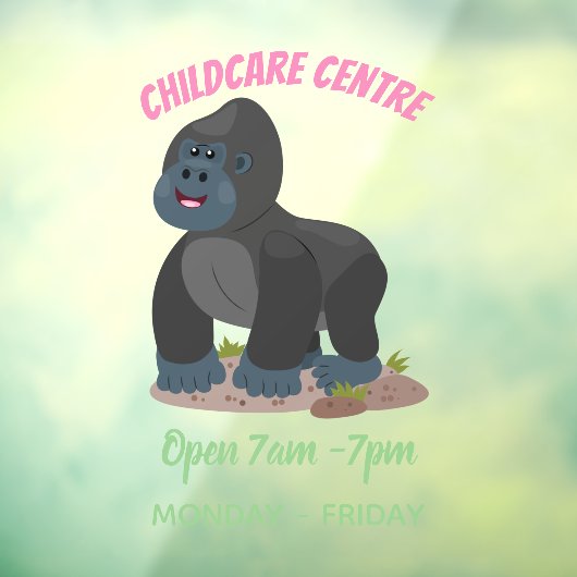 かわいいハッピービッグゴリラ漫画イラストレーション ウィンドウサイン (シート3)