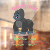 かわいいハッピービッグゴリラ漫画イラストレーション ウィンドウサイン (シート2)