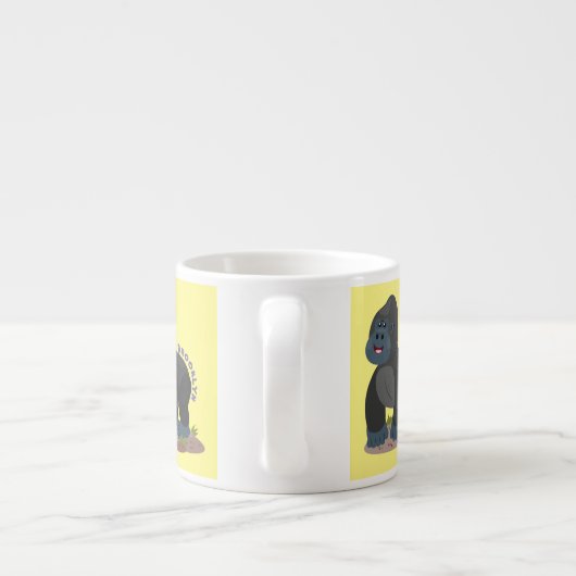 かわいいハッピービッグゴリラ漫画イラストレーション エスプレッソカップ (裏面)