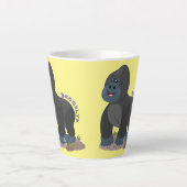 かわいいハッピービッグゴリラ漫画イラストレーション カフェラテマグ (正面)