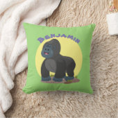 かわいいハッピービッグゴリラ漫画イラストレーション クッション (ブランケット)