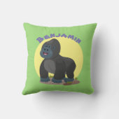 かわいいハッピービッグゴリラ漫画イラストレーション クッション (裏面)