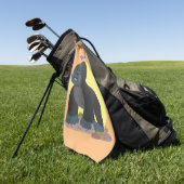 かわいいハッピービッグゴリラ漫画イラストレーション ゴルフタオル (グリーン)