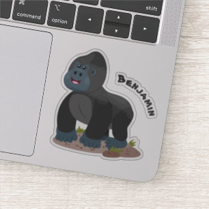 かわいいハッピービッグゴリラ漫画イラストレーション シール