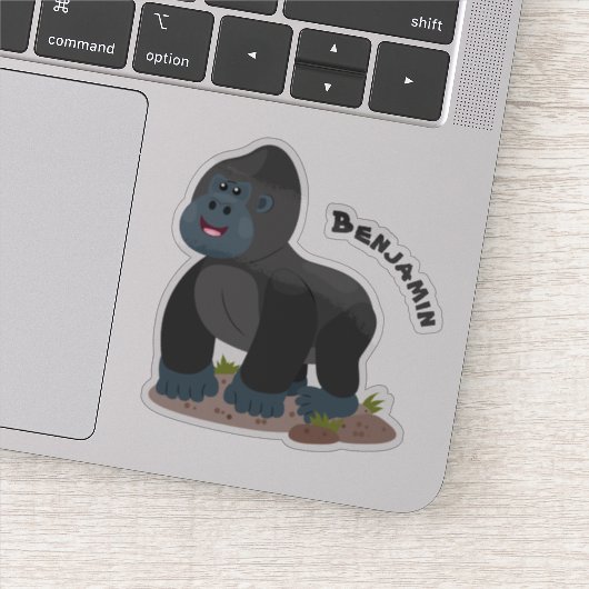 かわいいハッピービッグゴリラ漫画イラストレーション シール (詳細)