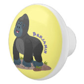 かわいいハッピービッグゴリラ漫画イラストレーション セラミックノブ (右)