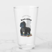 かわいいハッピービッグゴリラ漫画イラストレーション タンブラーグラス (裏面)