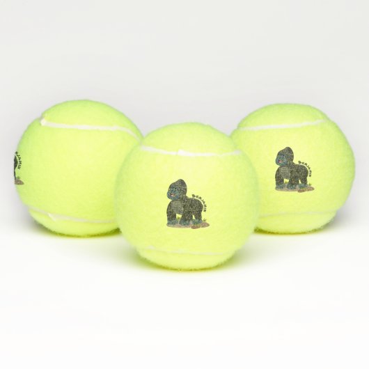 かわいいハッピービッグゴリラ漫画イラストレーション テニスボール (マルチ)