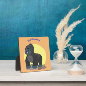 かわいいハッピービッグゴリラ漫画イラストレーション フォトプラーク (インサイチュ)