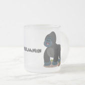 かわいいハッピービッグゴリラ漫画イラストレーション フロストグラスマグカップ (正面右)