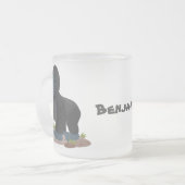 かわいいハッピービッグゴリラ漫画イラストレーション フロストグラスマグカップ (正面左)