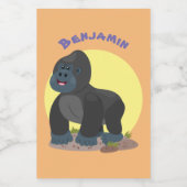 かわいいハッピービッグゴリラ漫画イラストレーション フードラベル (シングルラベル)