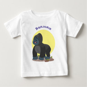 かわいいハッピービッグゴリラ漫画イラストレーション ベビーTシャツ