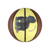 かわいいハッピービッグゴリラ漫画イラストレーション ミニバスケットボール (縦)