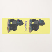 かわいいハッピービッグゴリラ漫画イラストレーション ヨガマット (裏面(横))